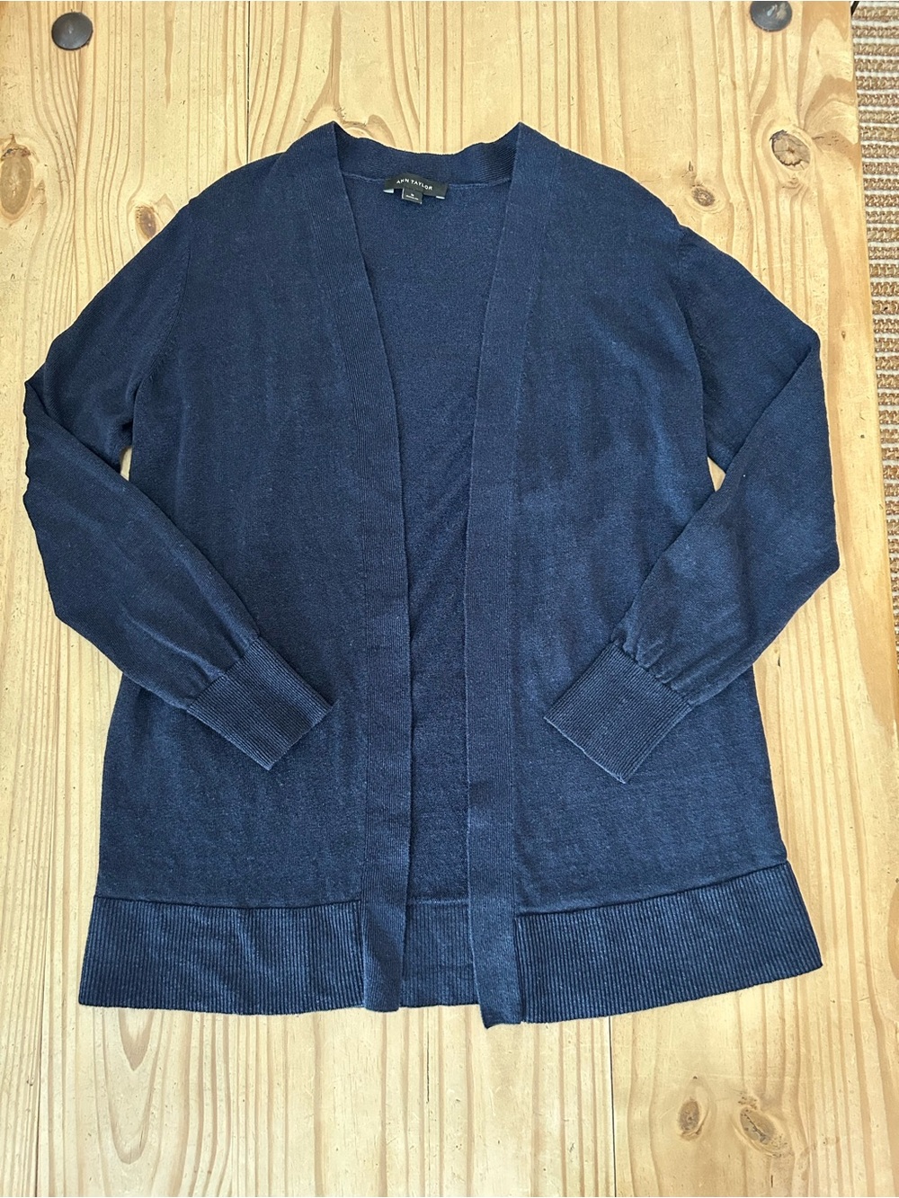 Ann Taylor Navy Open-Front Lightweight Cardigan